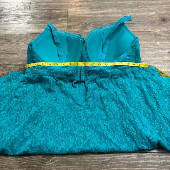 *97* Y2K Vintage Lace Sheer Babydoll Lingerie Slip (Teal) Size 40DD / 1X - Picture 8 of 8